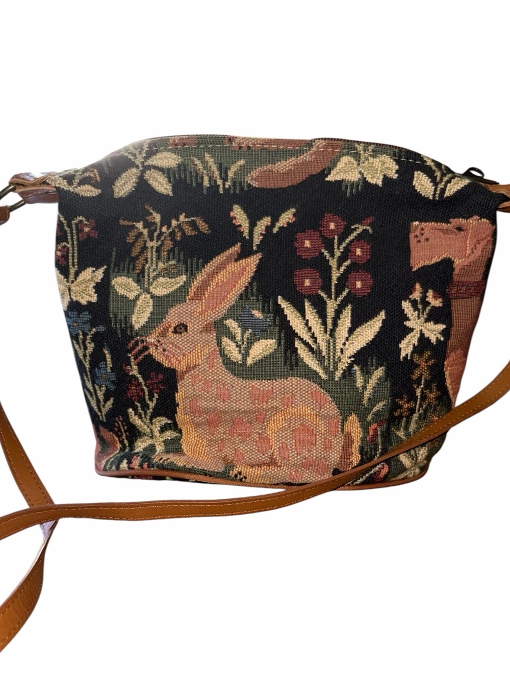 Vintage “Woodland Creatures” Tapestry Crossbody Shoulder Bag